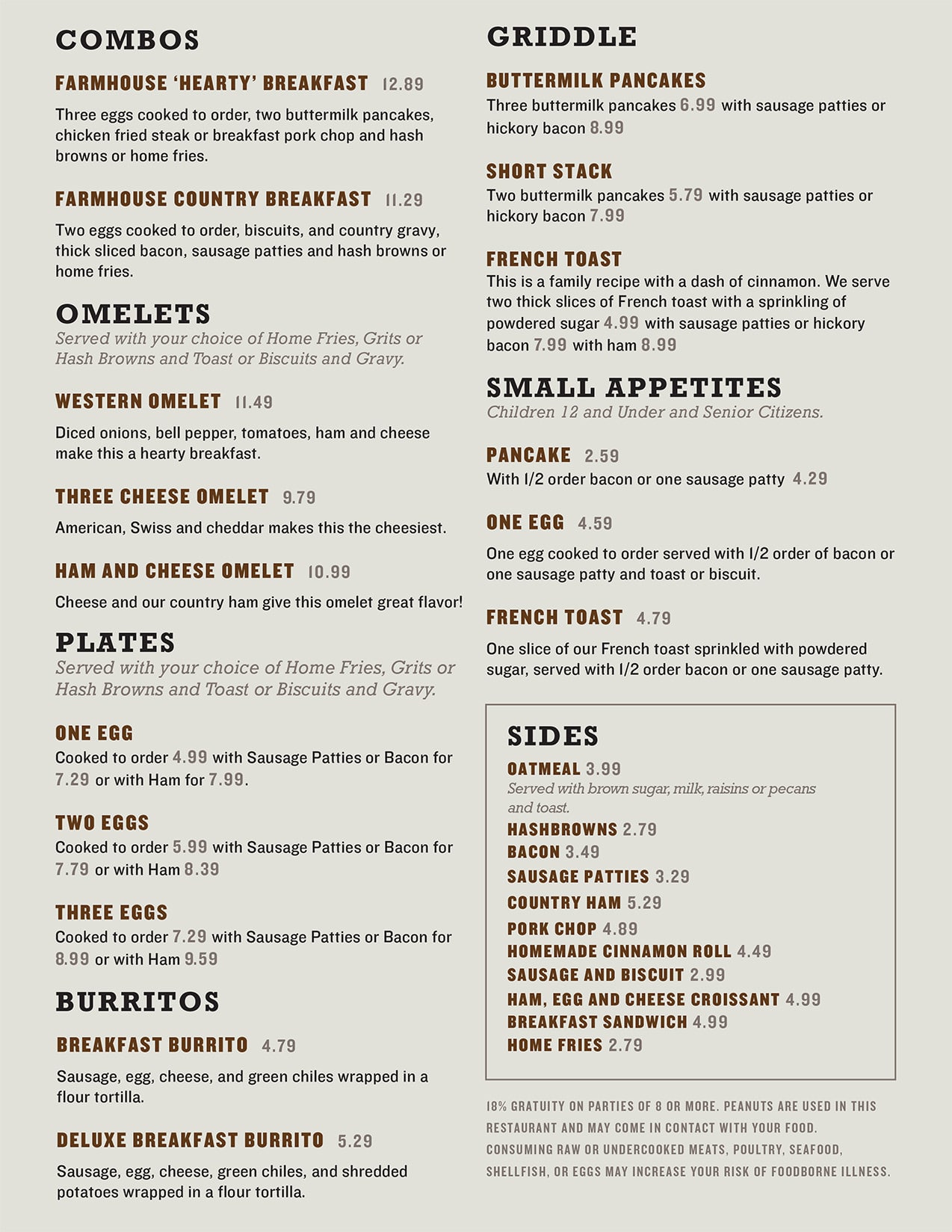 The on sale farmhouse menu