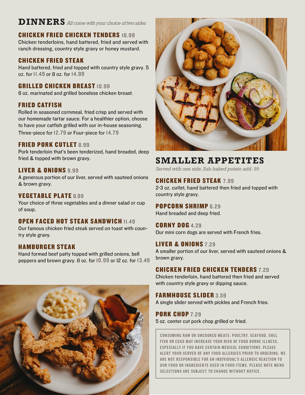 The on sale farmhouse menu