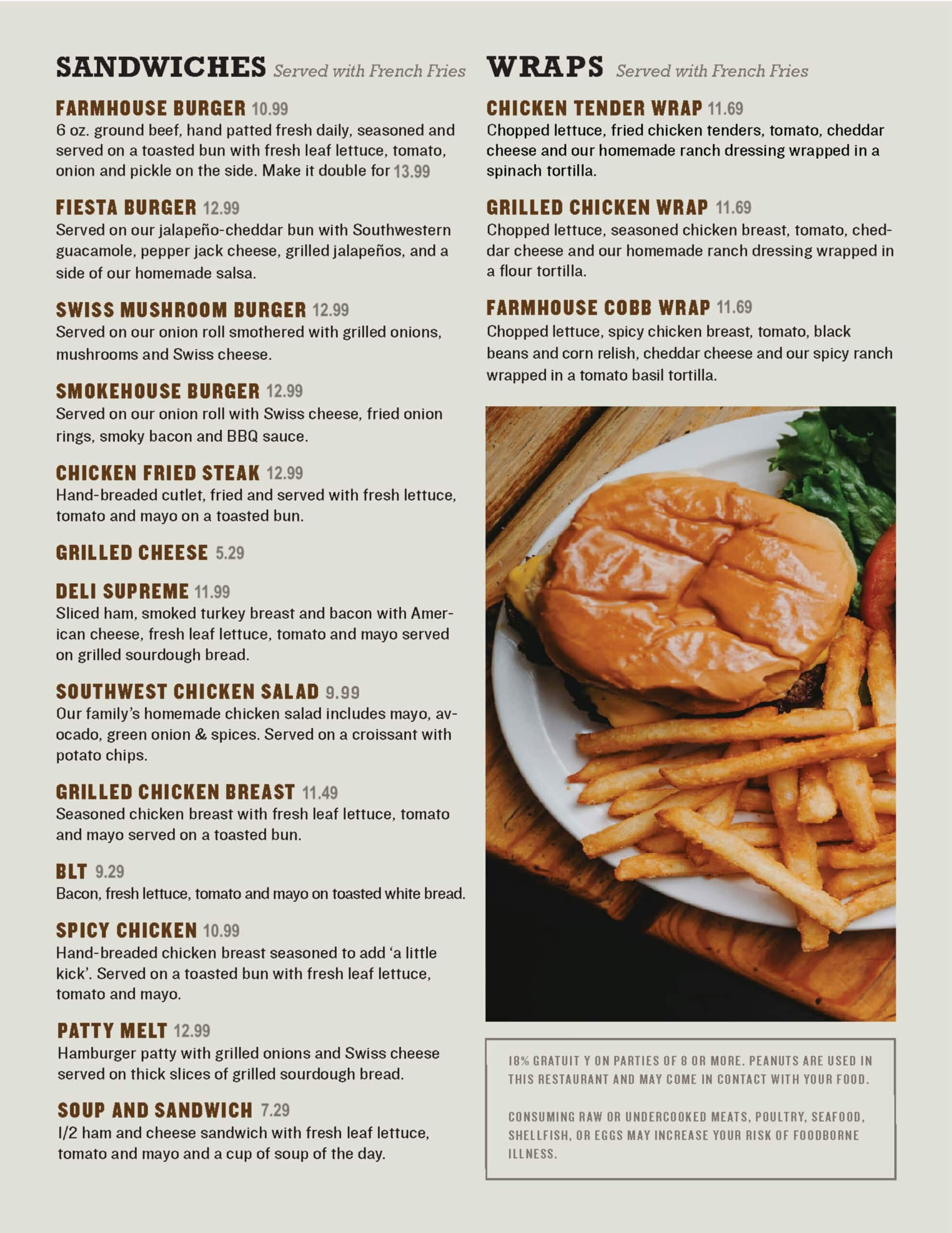 Farmhouse Dinner Menu Van Texas