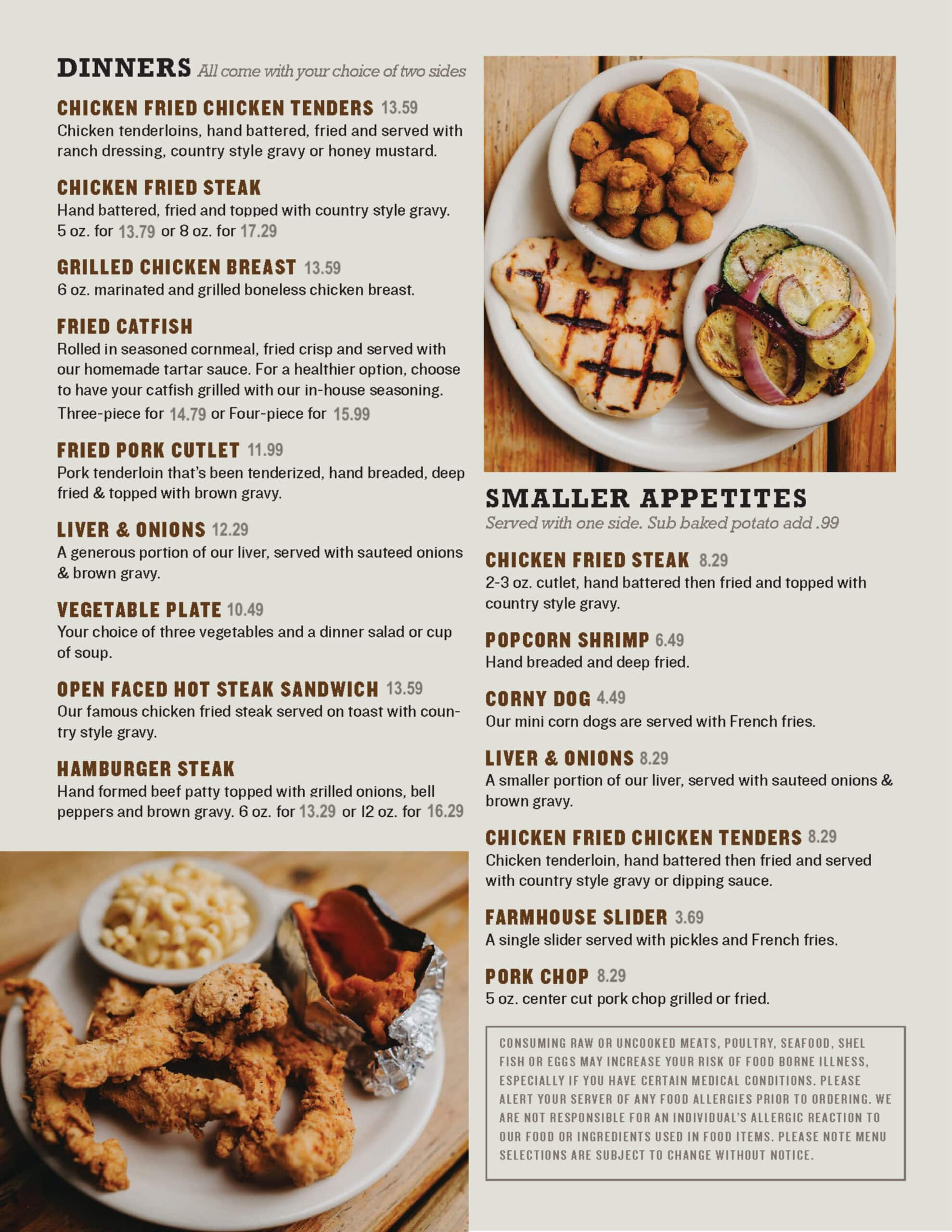 Farmhouse Dinner Menu Van Texas